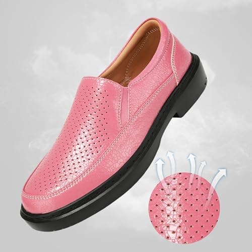 BEAUSEEN Women's Comfort Slip-On Loafers Breathable Driving Mocs Walking Shoes Comfort Business Casual Dress Flats Shoes for Women Pink, 7.5 US - Thumbnail 5