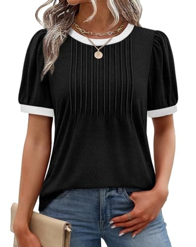 XIEERDUO Womens Spring Short Sleeve Womens Tunic Tops and Blouses Dressy Casual Spring Clothes Summer Outfits Fashion Clothing 2026 XL - Image 1