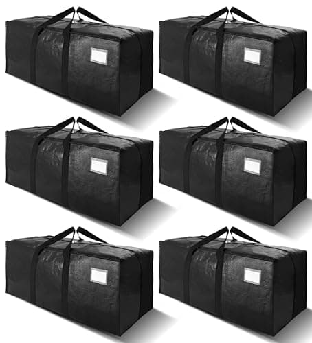 VELVETSURE Heavy Duty Extra Large Moving Bags W/Backpack Straps - Strong Handles & Zippers, Storage Totes For Space Saving, Fold Flat, Alternative to Moving Box and Storage Bin (Set of 6, Black) - Image 1