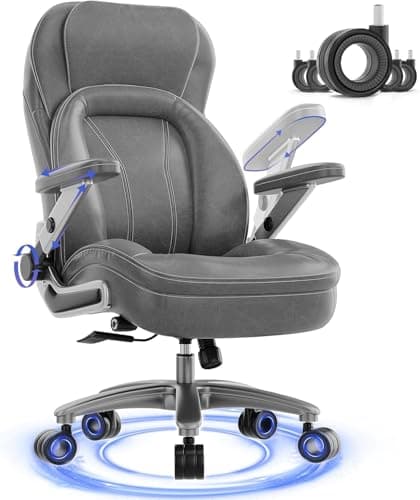 CoziCradle Big and Tall Office Chair, 600lbs Heavy Duty Desk Chair with 5D Arms, Adjustable Lumbar Support & Height, Tilt Function, PU Leather High Back Ergonomic Executive Computer Chair - Image 1