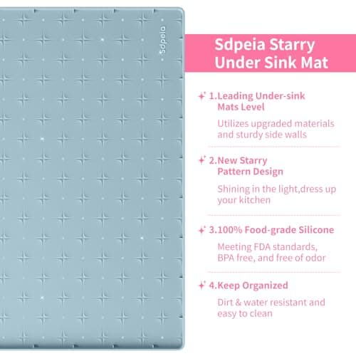 Sdpeia Under Sink Mat 22"×14" Waterproof Silicone Cabinet Liner & Sink Protector for Kitchen & Bathroom, Multi-Purpose Organizers Tray for Pets, Laundry, Cat Litter Mat - Thumbnail 3