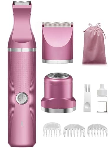 Pubic Hair Trimmer for Women-Unibono Bikini Trimmer, Replaceable 3-in-1 Electric Razors for Women, Electric Shaver in Poweverful Motor, Waterproof Personal Trimmer for Body Hair (Rose Red, RR-1) - Image 1