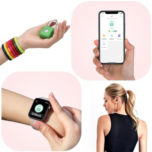 Fingerprint Padlock eLinkSmart Gym Locker Lock with Phone App iOS Watch Metal Keyless Combination Locks for Backpack Suitcase Luggage School Sports Locker Toolbox Hasp Storage Green - Thumbnail 2