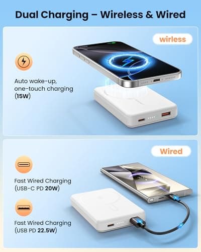 Aterob for Magsafe Portable Charger Power Bank, 12000mAh Magnetic Power Bank with 15W Wireless & 20W USB C Fast Charging, Ultra-Slim Battery Pack for iPhone 17/16/15/14/13/12 Series, Travel Essential - Thumbnail 3