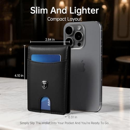 Gostwo Slim Wallet for Men, Minimalist Money Clip Card Wallet, RFID Blocking Bifold Mens Wallet, Front Pocket Credit Card Holder with ID Window, Gifts for Him, Black - Thumbnail 4
