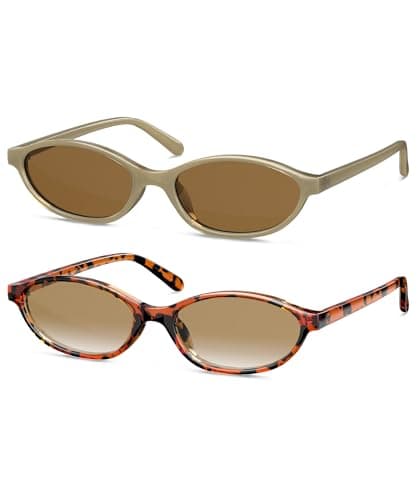 QALLY Retro Oval Womens Sunglasses Cat Eye Sunglasses for Women: Chic 90s Sunnies Lightweight Trendy UV protection Sun Glasses - Image 1