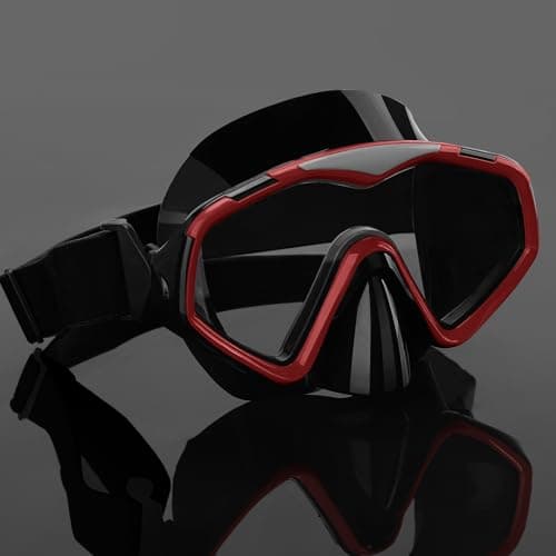 Diving Mask, Adults Swimming Goggles with Nose Cover, Anti-Leak Silicone Adult Snorkel Mask, Wide View Swim Goggles with Fabric Strap and Ultra Clear PC Lens