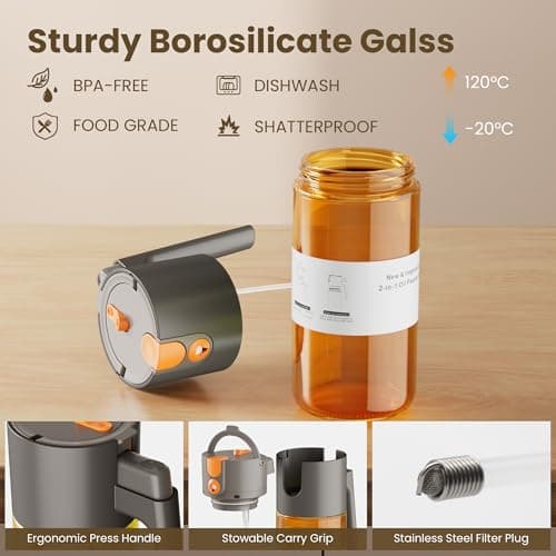 LUKUMIQI 2 in 1 Oil Sprayer for Cooking, 17oz Light-Blocking Glass Spray Bottle with Stickers, Oil Dispenser for Salad, Air Fryer & BBQ - Thumbnail 4