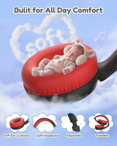 acer Kids Bluetooth Headphones, 85/94dB Volume Limiter, Foldable Wireless Over-Ear Headphones for iPad, Travel, 60H Playtime, Bluetooth 6.0, Built-in Mic, Black Red, OHR668 - Thumbnail 4