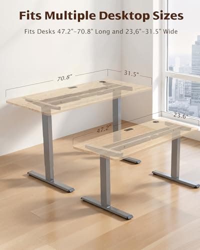 TOPSKY Dual Motor Electric Adjustable Standing for up to 70.8”x31.5” Table Tops, 225 lbs Weight Capacity, Computer Desk for Home and Office (Grey Frame only) - Thumbnail 2