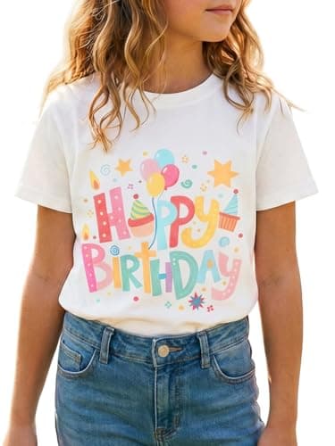 Birthday Girl Shirt for Girls Cute Graphic Tee Short Sleeve Casual Top for Kids Age 5-14 Birthday Party Outfit