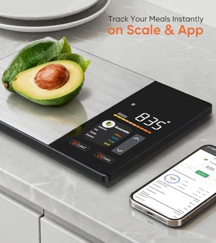 KUAIVO Smart Nutrition Food Scale with TFT Display, Tracks Calories, Fat, Carbs & Protein, Works with App for Daily Reports, 50 Built-in Foods, 23 Nutrients, Digital Kitchen Scale for Meal Prep - Thumbnail 2