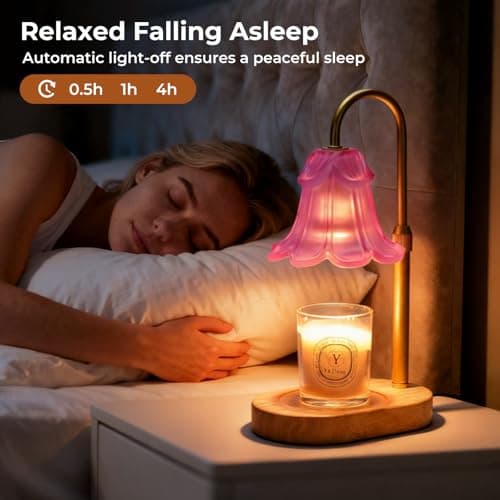 Lsctiff Candle Warmer Lamp with Timer Dimmable, Wax Melt Warmer Adjustable Height, Flower Warmer Lamp with 2 Bulbs for Jar Candles, House Warming New Home Decor, Gift for Mom Women (Rose Red) - Thumbnail 3