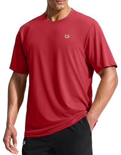 G Gradual Men's Sun Protection Swim Shirt UPF 50+ Rash Guard Short Sleeve Quick Dry Water Hiking Workout Shirts for Men (Red,3XL) - Image 1