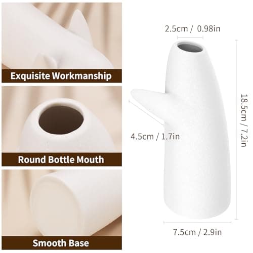 for Her – Embrace Ceramic Vase Set of 2, White Hugging Design Flower Vase, Minimalist Romantic Home Decor for Anniversary & Love Gifts - Thumbnail 6