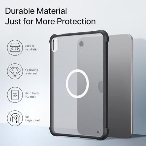SANDUODD Case for iPad mini A17 Pro, iPad mini 6 case, Compatible with Magsafe, Clear Back with TPU Frame, Slim Lightweight Protective Case for 8.3“ iPad mini (Black) - Thumbnail 6