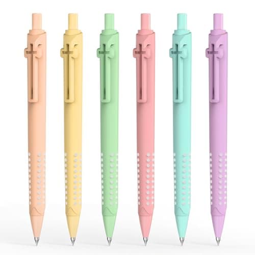 FlyMeaning 6 Pack Bible Journaling Gel Pens, 0.7mm Black Ink Retractable with Cross Clip,Smooth Writing, Christian Gifts for Men Women, Religious School & Office Supplies (Macaron) - Image 1
