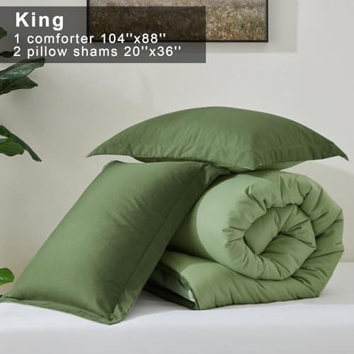 satisomnia Lightweight Green King Size Comforter Set, 3 Piece Comforter King Size - Thumbnail 6