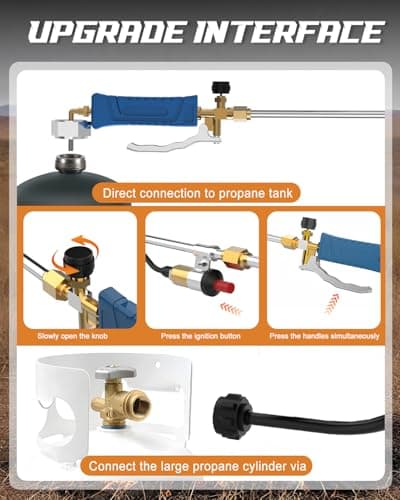 Propane Torch Weed Burner Kit, High Output with Long/Short Mode,12FT Hose blow torch Heavy Duty Weed Torch Flamethrower with Self Igniter & Turbo Trigger for Weeding, Roofing, Melting Ice, BBQ - Thumbnail 3