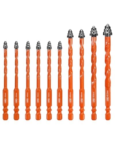 Four Blade Serrated Eccentric Masonry Drill Bit BGTEC - 10PCS 3/16" - 1/2" Carbide Concrete Drill Bits for Masonry/Brick/Concrete/Tile/Glass/Wood/Plastic/Marble - Image 1