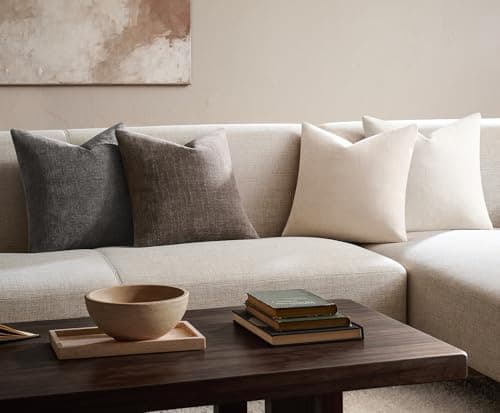 GriNeed Pack of 4 Throw Pillow Covers 18x18 Inch Chenille Textured Neutral Soft Pillow Covers Solid Decorative Farmhouse Cushion Covers Home Boho Decor for Couch Sofa Bed Living Room - Thumbnail 6