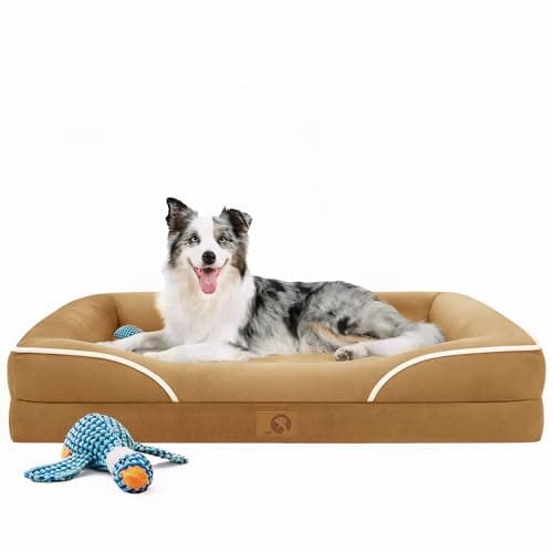 Homemate Dog Bed Large Sized Dog: 42x30 inch Orthopedic Large Dogs Bed XL Outdoor Pet Cat Bed Sofa Supplies with Toy Dogs Crate Pad Couch with Removable Washable Cover & Non-Slip Botton Brown - Image 1