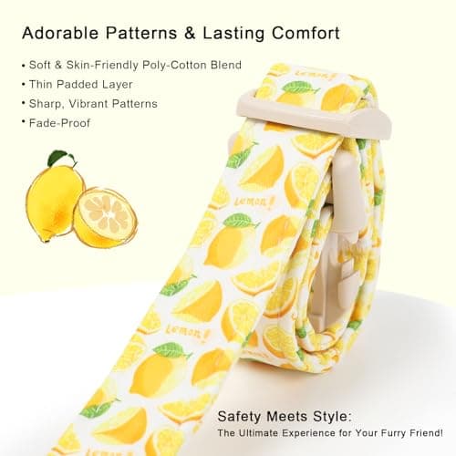 Babole Pet Summer Dog Collar Yellow Lemon Dog Collars for Large Dogs - Lightweight Adjustable Cute Male Female Dogs Everyday Collar with Safety Buckle L - Thumbnail 4