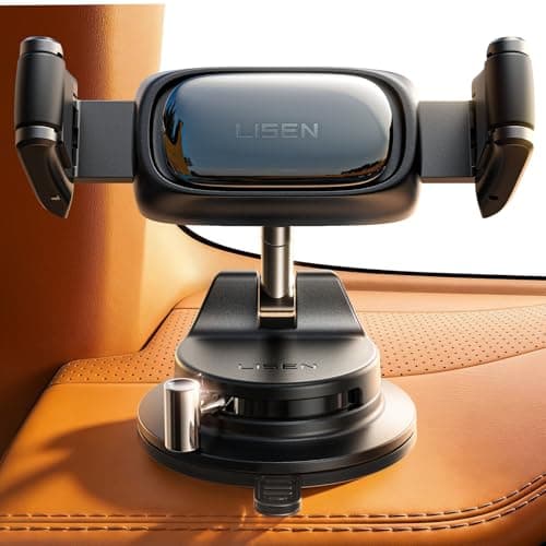 LISEN Suction Phone Mount, [Industry First] Auto-Adjusting Phone Holder Suction, Easy One Touch Suction Cup Phone Mount Cell Phone Mount Dash for iPhone 17 Pro Max 16 15 14 Galaxy S26 25 All Cases - Image 1