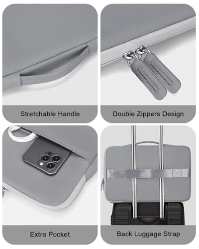 Soulgo Portable Monitor Case 15.6 16.1 inch, PU Leather Carrying Case for Most 15.6-16.1 inch Portable Display Monitors, Water Resistant Laptop Display Bag with Front Pocket, (Gray) - Thumbnail 5