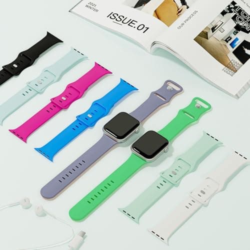 Sport Band Compatible with Apple Watch Bands 40mm 38mm 41mm 42mm 44mm 45mm 49mm for Women Men,Soft Silicone Waterproof Replacement Strap for Apple Watch Series 11 10 9 8 7 6 5 4 Ultra 3 2 1 SE - Thumbnail 2