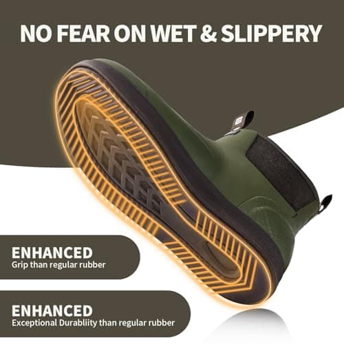 WOVENPAK Deck Boots for Men, Rain Boots Men, Waterproof Fishing Boots, Mens Deck Boot, Anti-slip Rubber Work Ankle Rain Boot Shoes for Outdoor Fishing, Boating, Size 9 - Thumbnail 3