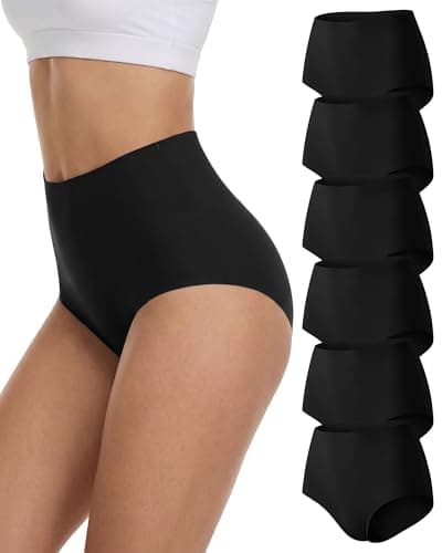 COMENOLE Womens Underwear Seamless High Waisted Tummy Control Briefs No Show Full Coverage Panties 6 Pack - Image 1