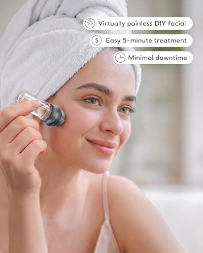 Micro Infusion Needles System Serum Applicator for Face Skin Care, 0.25mm Titanium Microneedling Derma Roller Stamp with 2 Replacement Heads for Women & Men (Serum is Not Included) - Thumbnail 5
