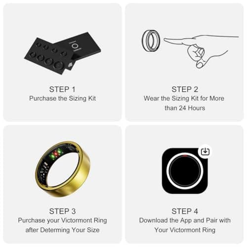Victormont Vic Ring, Ultra-Light Titanium Smart Ring, 7-Day Battery Life, Fitness/Sleep/Stress Tracker for Women & Men, No APP Subscription Fees, IP68 Waterproof, iOS & Android Compatible(Gold, 10) - Thumbnail 2