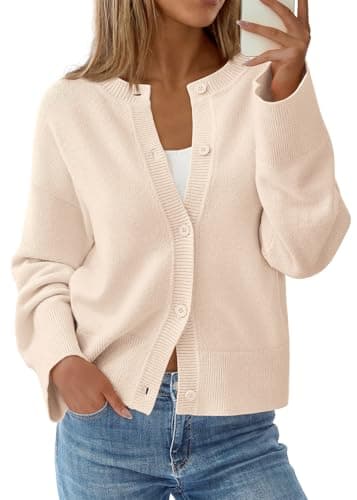 KIRUNDO Cardigan Sweaters for Women Fall Trendy Long Sleeve Chunky Knit Button Up Oversized Winter Jacket Casual Outwear(Cream, XX-Large) - Image 1