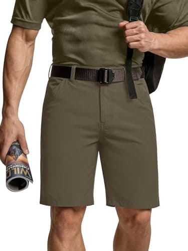 TUREFACE Men's 4-Pocket Outdoor Shorts Relaxed Fit Casual Work Shorts Knee-Length 10 Inch Inseam Darkbrown-S - Image 1