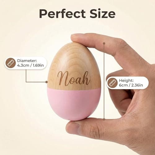 Personalized Wooden Eggs Musical Shakers 2026 – Natural Beech Wood with Free Engraving for Kids, Easter Basket Stuffers,, Sensory Toys for Boys Girls - Thumbnail 4