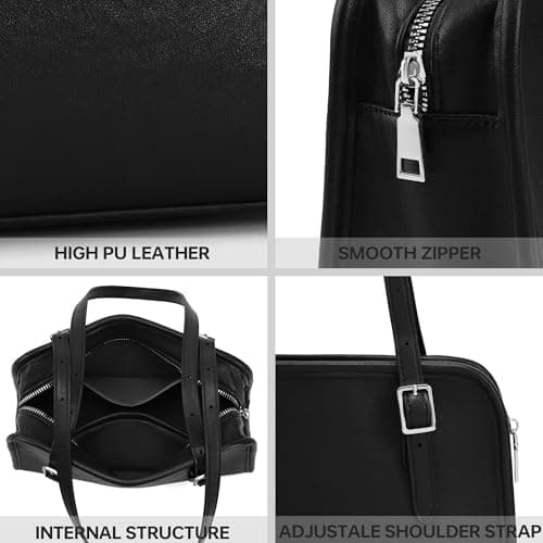 Goinsound Swing Zip Shoulder Bag Swing Purses for Women Shoulder Bag for Women Handbags with Adjustable Strap Black - Thumbnail 5