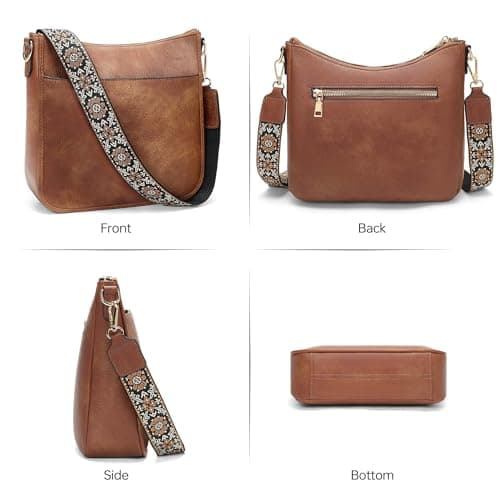 GEMIU Crossbody Bags for Women Medium Crossbody Purse Purses for Women Leather Shoulder Bags with Guitar Strap Brown - Thumbnail 6
