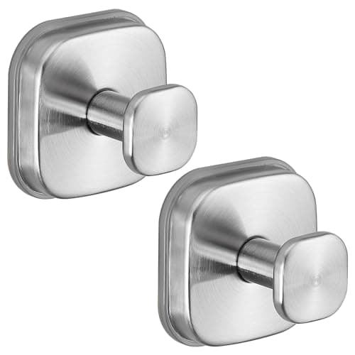 Supopular Heavy Duty Reusable Suction Cup Hooks for Kitchen/Bathroom/Shower - Wet-Proof Hooks for Towels, Robes, Loofah&Wreaths/No Drill Mounting on Glass, Tile, Metal (2, Brushed Nickel) - Image 1