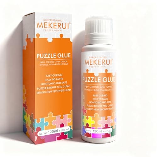 Puzzle Glue with Built-in Sponge Applicator – Clear Jigsaw Puzzle Glue for Preserving, Sealing & Framing Finished Puzzles, Dries Clear, Strong Hold, No Streaks – 120ml