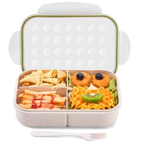 MISS BIG® Bento Lunch Box for Kids, 1150ml, 3 Compartments, White - Image 1
