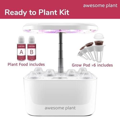 Awesome Plant 6Pro Hydroponics Growing System Kit (6 Pods), Indoor Garden Kit with 3L Watertank, 3 Grow Modes and Quiet Pump, Grow Herbs Lettuce Salad at Home Kit, Adjustable Height Up to 13", White - Thumbnail 2