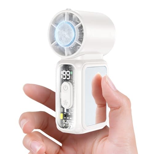W & O Portable Handheld Fan with Semiconductor Cooling,Speed (1-199) Personal Turbo Mini Fan 4300mAh Rechargeable,Powerful 20000RPM Pocket Hand Fans for Travel/Makeup/Outdoor/Home(White ICE) - Image 1