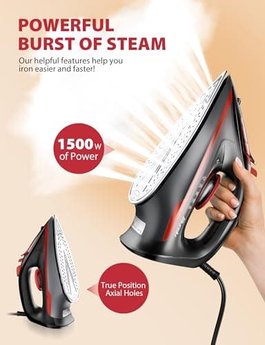 Steamer Iron for Clothes, Portable 2 In 1 Travel Handheld Garment Steamer, with Non-Stick Soleplate, Vertical Steaming, Anti-Drip Design, Spray Mist and Auto Clean Button, Adjustable Steam Control - Thumbnail 2