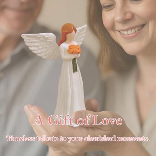 AURIFEROUS Angel Statue, Guardian Angel Figurine Handheld Flower for Women, Gift for Mothers Day, Birthday, Valentines Memorial & Sympathy, Home Decor Sculpture - Thumbnail 2