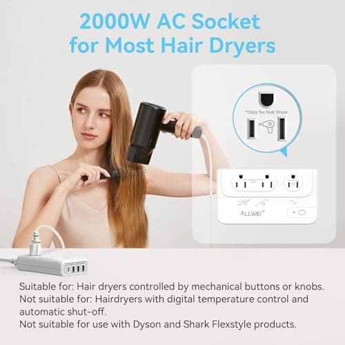 ALLWEI 2000W Voltage Converter 220V to 110V Travel Adapter - Thumbnail 3