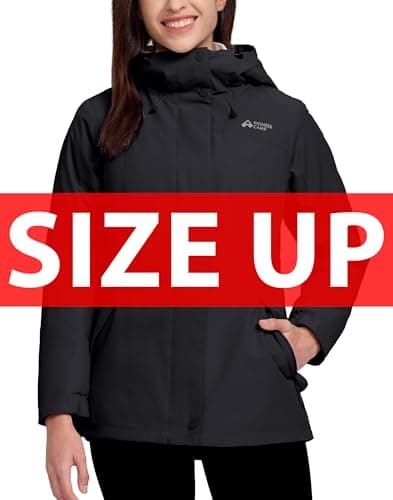 Pioneer Camp Womens Winter Parka Warm Puffer Coat with Hood Windproof Water Resistant Jacket, Black, XL - Thumbnail 2