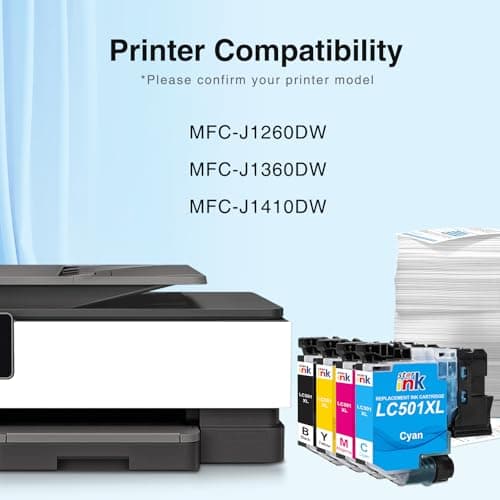 Starink LC501XL Ink Cartridges for Brother Printer Compatible for Brother LC501 Ink Cartridges LC501XL LC501 XL Fit for MFC-J1360DW MFC-J1410DW MFC-J1260W Printer -4 Pack Black Cyan Magenta Yellow - Thumbnail 2