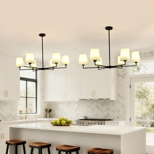 Omgomne 38" Farmhouse Black Chandeliers for Dining Room 6-Light - Thumbnail 6